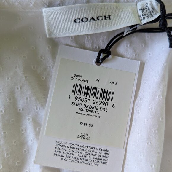 AUTH COACH Short Broderie Anglaise Dress White Size 2 NWT - Picture 5 of 16